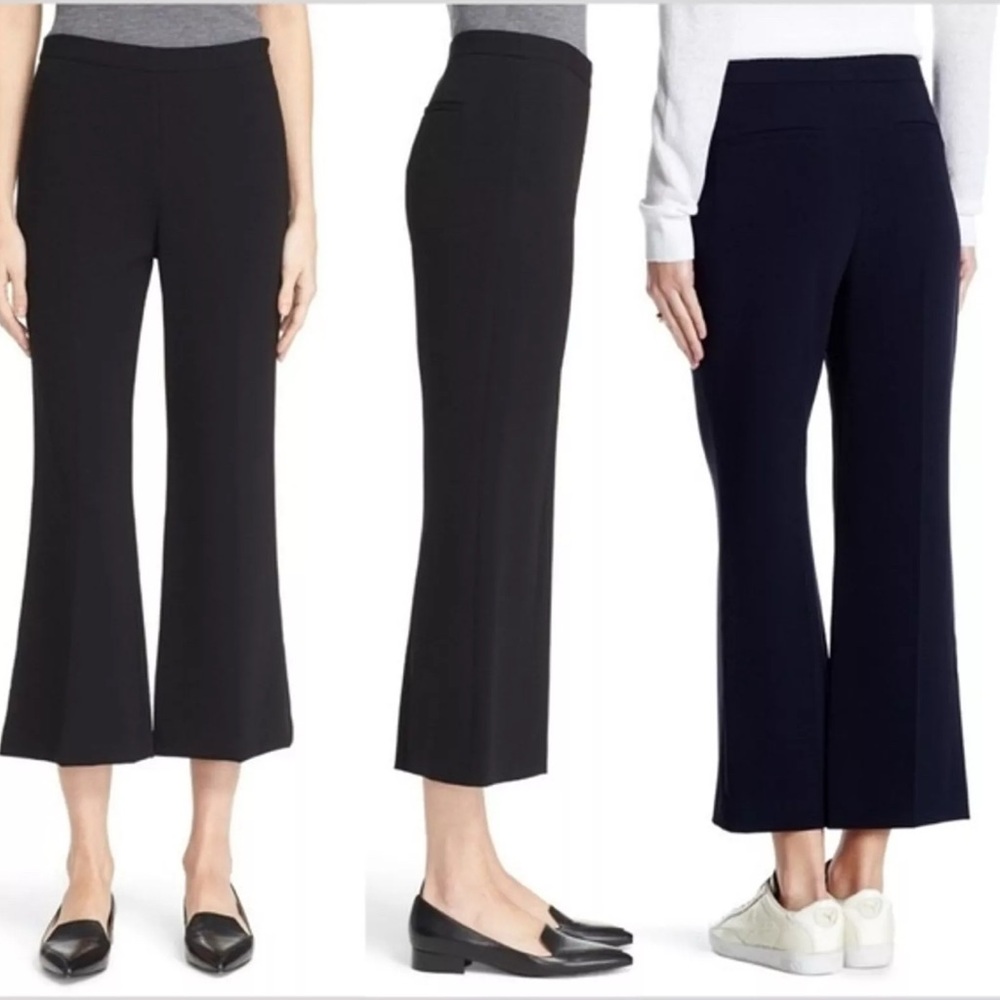 Theory Laleenka Admiral Crepe black cropped flare leg pant. Size 8